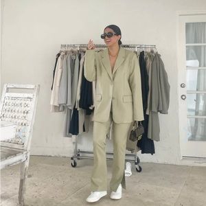 Vegan Leather Pants with Side Slit